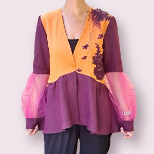 Sacou cu maneci din tul si broderie marime S