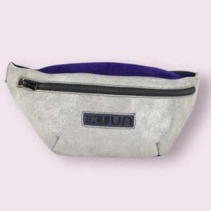 Borseta unisex arigintiu si mov velvet