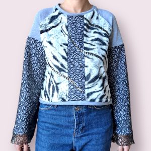Bluza animal print cu dantela si accente glam marime S