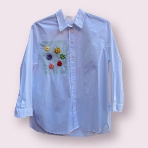 Camasa alba cu flori crosetate si insertie de tiul marime M/L