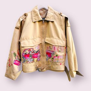 Geaca bej pictata manual Drive Your Dream marime M/L