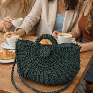 Geanta crosetata manual Verde smarald