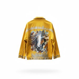 Geaca de blug galbena pictata manual Golden Spirit marime 38