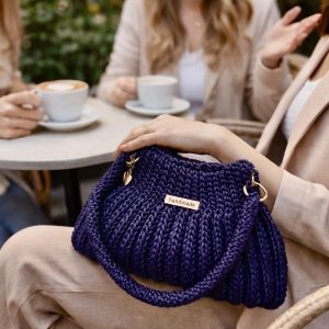 Geanta crosetata manual Albastru Inchis