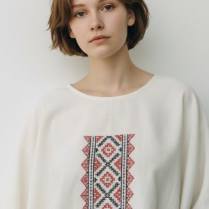 Bluza din panza topita cu broderie traditionala 2