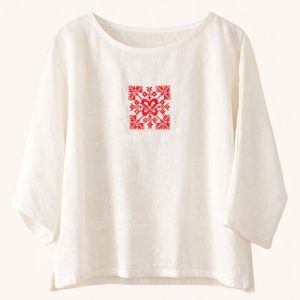 Bluza din panza topita cu broderie traditionala 7