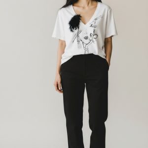 Tricou pictat manual Black Flower marime L