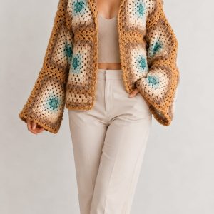 Cardigan tricotat cu gluga  Granny BOHO M/L