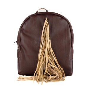 Rucsac de piele visinie si franjuri aurii