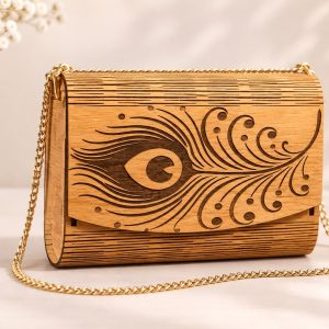Geanta din lemn de fag Peacock Elegance